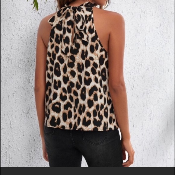 Boho Leopard Print halter Top Blouse - Picture 3 of 3